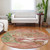 8' Coral Green And Ivory Round Abstract Washable Indoor Outdoor Area Rug