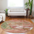 8' Coral Green And Ivory Round Abstract Washable Indoor Outdoor Area Rug