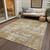 10' X 14' Gold Brown And Beige Abstract Washable Indoor Outdoor Area Rug