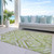 10' X 14' Artichoke Green And Brown Geometric Washable Indoor Outdoor Area Rug