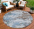 8' Brown And Sky Blue Round Abstract Washable Indoor Outdoor Area Rug