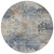 8' Denim Blue Beige And Charcoal Round Abstract Washable Indoor Outdoor Area Rug