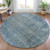 8' Blue And Ivory Round Abstract Washable Indoor Outdoor Area Rug - Blue, Ivory