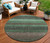 8' Green And Khaki Round Striped Washable Indoor Outdoor Area Rug