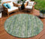 8' Green And Ivory Round Striped Washable Indoor Outdoor Area Rug - Green, Ivory