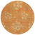 8' Orange Gray And Beige Round Floral Washable Indoor Outdoor Area Rug