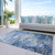 8' X 10' Denim Blue And Sky Blue Abstract Washable Indoor Outdoor Area Rug Transitional Style - Denim Blue, Sky Blue Color