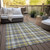 8' X 10' Gray Yellow and White Plaid Washable Non Skid Indoor Outdoor Area Rug