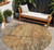 8' Copper And Brown Round Abstract Washable Indoor Outdoor Area Rug