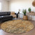 8' Copper And Brown Round Abstract Washable Indoor Outdoor Area Rug