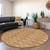 8' Copper And Ivory Round Geometric Washable Indoor Outdoor Area Rug
