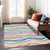 9' X 12' Ivory Blue Pink And Yellow Striped Washable Indoor Outdoor Area Rug
