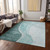9' X 12' Teal Blue Aqua And Mint Green Abstract Washable Indoor Outdoor Area Rug