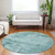 8' Teal Blue And Ivory Round Abstract Washable Indoor Outdoor Area Rug Transitional Style - Teal Blue, Ivory Color