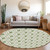 8' Green And Ivory Round Geometric Washable Indoor Outdoor Area Rug Transitional Style - Green, Ivory Color