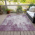 9' X 12' Plum And Ivory Abstract Washable Indoor Outdoor Area Rug - Plum, Ivory