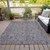 8' X 10' Brown And Blue Floral Washable Indoor Outdoor Area Rug