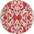 8' Red And Ivory Round Damask Washable Indoor Outdoor Area Rug - Red, Ivory