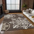 8' X 10' Chocolate Beige And Ivory Floral Medallion Washable Indoor Outdoor Area Rug
