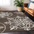 8' X 10' Chocolate Beige And Ivory Floral Medallion Washable Indoor Outdoor Area Rug