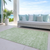 8' X 10' Artichoke Green And Ivory Damask Washable Indoor Outdoor Area Rug