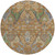 8' Copper Green And Beige Round Floral Washable Indoor Outdoor Area Rug