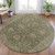 8' Olive Green And Rust Round Floral Washable Indoor Outdoor Area Rug