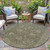 8' Olive Green And Rust Round Floral Washable Indoor Outdoor Area Rug