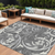 8' X 10' Charcoal Silver And Gray Floral Washable Indoor Outdoor Area Rug