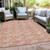 9' X 12' Salmon And Ivory Geometric Washable Indoor Outdoor Area Rug Transitional Style - Salmon, Ivory Color