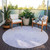 8' Lilac Purple And Ivory Round Floral Washable Indoor Outdoor Area Rug