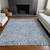 8' X 10' Denim Blue And Ivory Abstract Washable Indoor Outdoor Area Rug - 880016731255
