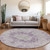 8' Purple Round Floral Medallion Washable Indoor Outdoor Area Rug - Purple
