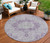 8' Purple Round Floral Medallion Washable Indoor Outdoor Area Rug - Purple