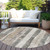 8' Beige And Gray Round Striped Washable Indoor Outdoor Area Rug - Beige, Gray