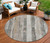8' Beige And Gray Round Striped Washable Indoor Outdoor Area Rug - Beige, Gray