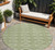 8' Green And Ivory Round Geometric Washable Indoor Outdoor Area Rug Transitional Style - Green, Ivory Color