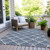 8' X 10' Navy Blue Gray And Ivory Geometric Washable Indoor Outdoor Area Rug