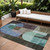8' X 10' Brown Blue And Green Abstract Washable Indoor Outdoor Area Rug