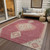 10' X 14' Blush Gray And Beige Oriental Washable Indoor Outdoor Area Rug