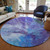 8' Purple And Navy Blue Round Abstract Washable Indoor Outdoor Area Rug