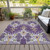 8' X 10' Purple Lavender And Gold Ikat Washable Indoor Outdoor Area Rug
