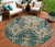 8' Green Gray And Gold Round Ikat Washable Indoor Outdoor Area Rug