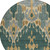 8' Green Gray And Gold Round Ikat Washable Indoor Outdoor Area Rug