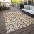 8' X 10' Terra Cotta And Beige Geometric Washable Indoor Outdoor Area Rug