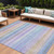 10' X 14' Lavender Sky Blue And Beige Striped Washable Indoor Outdoor Area Rug