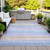 10' X 14' Lavender Sky Blue And Beige Striped Washable Indoor Outdoor Area Rug