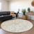 8' Beige And Ivory Round Damask Washable Indoor Outdoor Area Rug - 880016525144