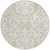 8' Beige And Ivory Round Damask Washable Indoor Outdoor Area Rug