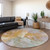 8' Rust And Lavender Round Abstract Washable Indoor Outdoor Area Rug